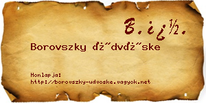 Borovszky Üdvöske névjegykártya